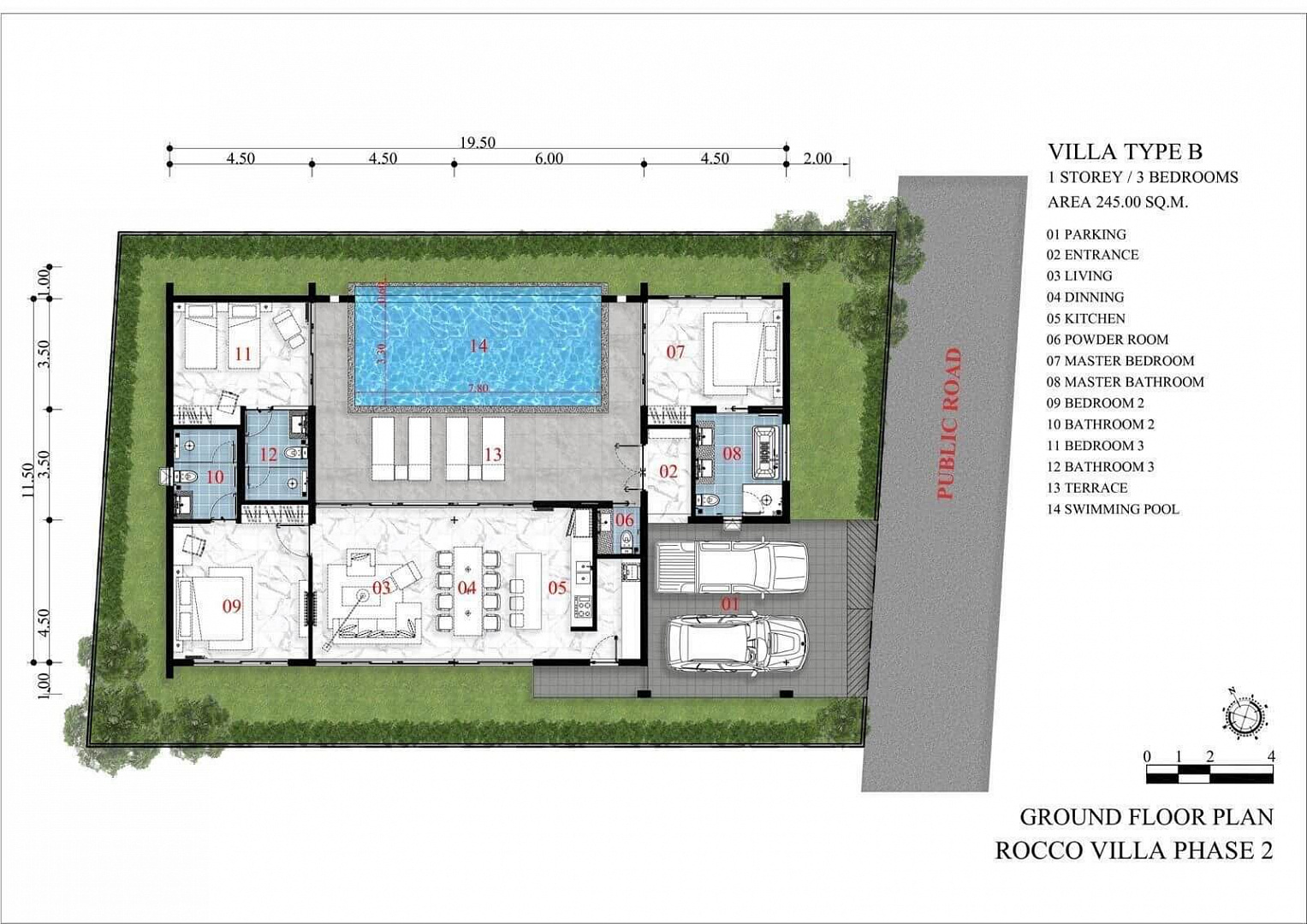 VILS-0051 - Ready to move in 3-Bedroom single-storey villa with private pool and parking10 minutes to the beach Maenam
