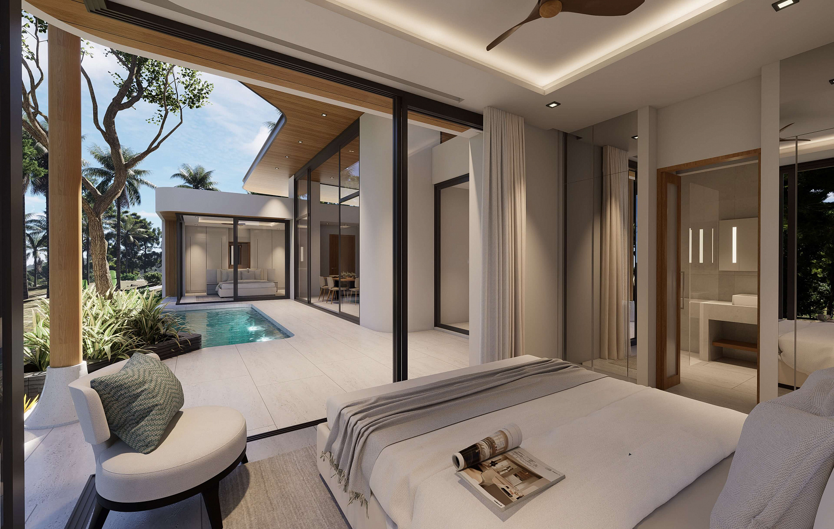 VILS-0075: Off-Plan single-stroy 3-bedroom tropical villas with private pool in Plai Laem