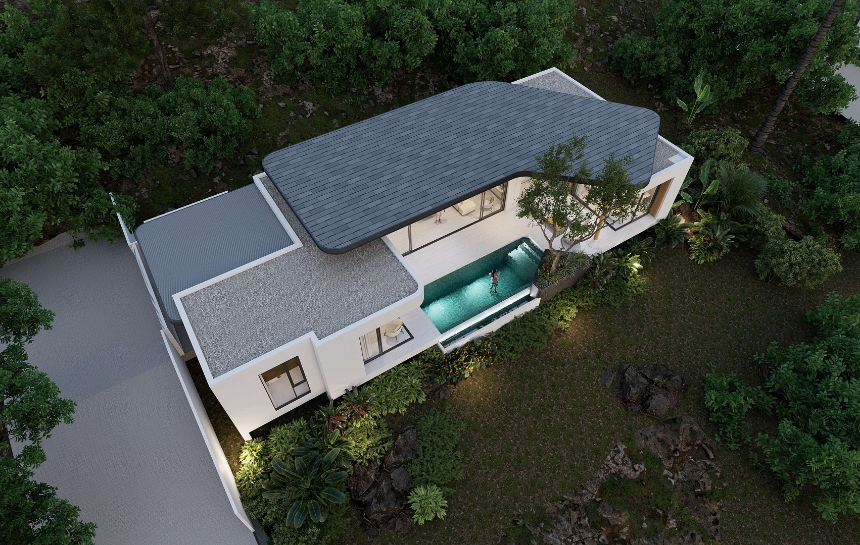 VILS-0075: Off-Plan single-stroy 3-bedroom tropical villas with private pool in Plai Laem
